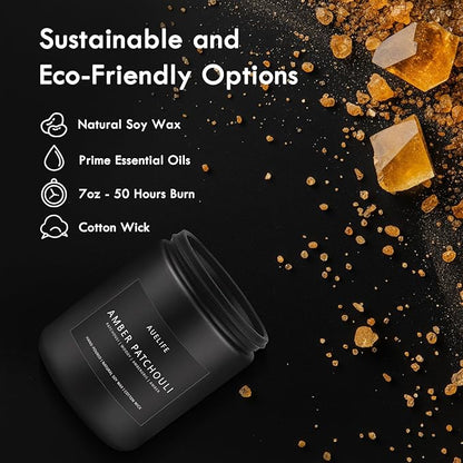 Candle Gift Set for Men – 4 Pack Soy Candles with Cedar Oakmoss, Pine & Clove, Amber Patchouli, Sandalwood – Masculine Scented Candles for Home, Valentine's Day Gift for Him