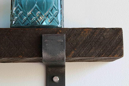 Urban Legacy Accent Shelves | Reclaimed Barn Plank | Set of 2 with Full Brackets (Coffee Bean 18"x 4.5"x 2")