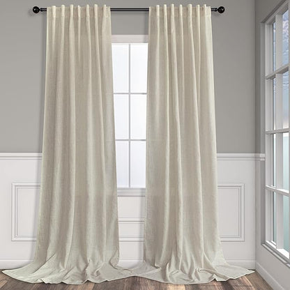 Pitalk 60 Inch Wide Curtains for Boys Bedroom Teen Girls 90 Inches Long Linen Sheer Extra Wide Large Tan Beige Curtains for Nursery Room Playroom Cottage Core 2 Panel Back Tab Pocket 60 x 90 Length