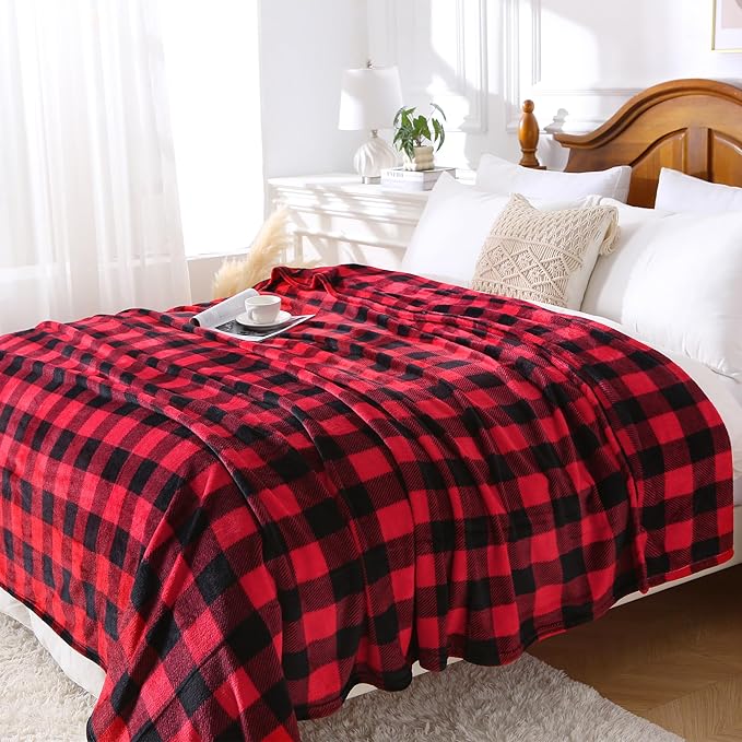 Viviland Checkered Blanket Queen Size Blanket - Soft Fuzzy Cozy Buffalo Plaid Queen for Bed, 90x90 inches