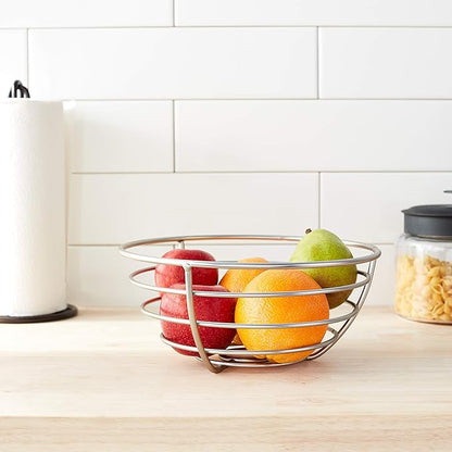 Spectrum Diversified Euro Fruit Bowl & Produce Basket Modern Countertop Food Storage for Fruits & Vegetables, Sleek Design with Sturdy Steel Construction,Silver