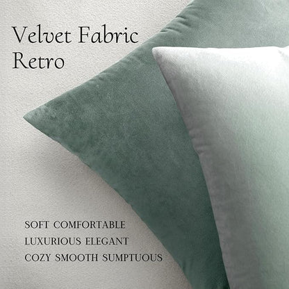 MIULEE Velvet Throw Pillow Covers 20x20 inch, Pack of 2 - Blue Grey, Soft Solid Decorative Pillow Covers Cushion Cases Modern Luxury Home Decor for Spring Couch Sofa Bedroom Livingroom