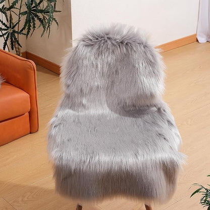 Faux Fur Rug Sheepskin Shag Fluffy Fuzzy Grey 2x3 ft Small Rugs for Bedroom Bedside Bed Floor Living Room Plush High-Density Cushion Carpet Super Sofa Cover