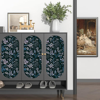 Vintage Blue Wallpaper Peel and Stick Dark Pink Floral Wallpaper 17.5'' x 118'' Dark Blue Leaf Contact Paper Vinyl Waterproof Self Adhesive Boho Botanical Wall Paper for Bedroom Cabinet Décor