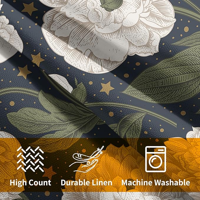 Vitage Floral Pillow Covers 18x18 Set of 2 Navy Blue Chinoiserie Pattern Rustic Spring Flower Decorative Outdoor Farmhouse Zipper Pillowcases Decorations Throw Cushion Cover Decor for Couch Sofa Bed