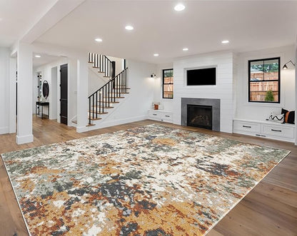Keen Home Design Area Rugs - 8x10 Non-Shedding, Abstract Rugs for Kitchen, Living Room, Bedroom, Dining Room, Entryway - Size: 7'3" x 10'2", Multi