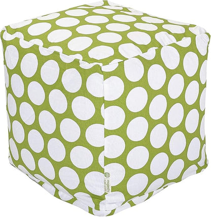 Majestic Home Goods Hot Green Large Polka Dot Bean Bag Ottoman Pouf Cube L W x 17" H