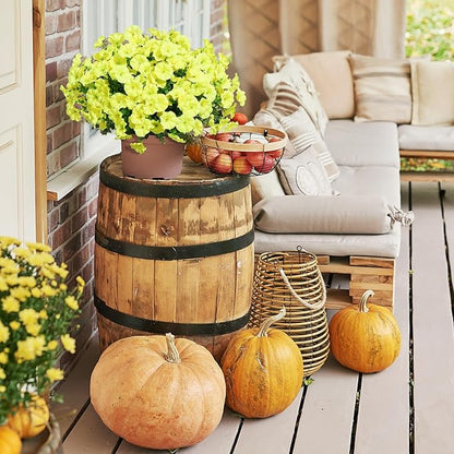 Yellow Artificial Morning Glory Fall Faux Flowers for Outdoor Decoration, 12 Bundles Realistic Silk Flowers with Eucalyptus for Autumn Home Decor Patio Porch Garden Planter Window Box Yard
