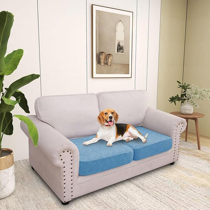 hyha Individual Couch Cushion Covers, Stretch Magic Sofa Seat Cushion Covers Washable, Dog Couch Sofa Slipcover for Pets, Kid with Elastic Bottom(2PC, Blue)
