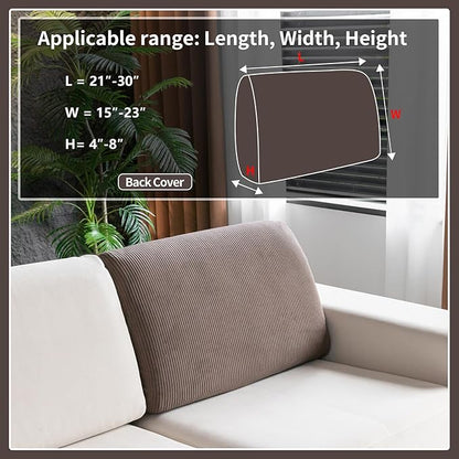 Sectional Couch Covers, Wear Resistant Stretch Sofa Covers Washable Soft Couch Cushion Covers Anti Slip Furniture Protector Sofa Slipcovers for Pets (1 Piece Back Couch Cover, Brown)
