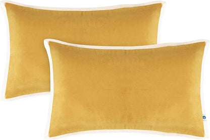 FINGERCRAFT Decorative Throw Pillow Cover Pack of 2 Soft Velvet Cushion Cover, Sofa and Bedroom Pillow Case 12" x 20" Gold