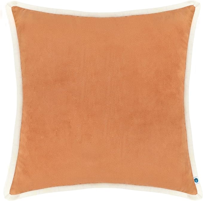 FINGERCRAFT Decorative Throw Pillow Cover Pack of 2 Soft Velvet Cushion Cover, Sofa and Bedroom Pillow Case 18" x 18" Rust