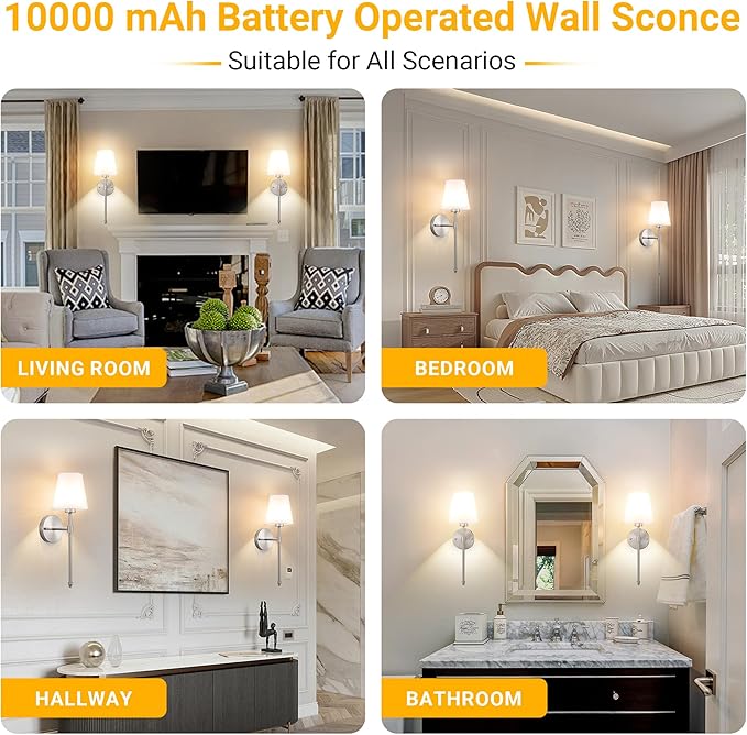 Battery Operated Wall Sconce: Peel and Stick Adhesives Stick On Non Drill Wall Light, Rechargeable Wireless Wall Lamp with Battery Corn Bulb for Bedroom Wall Decor (Gold,20inch)