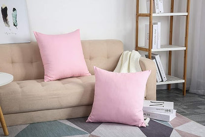 TangDepot Handmade Decorative Solid 100% Cotton Canvas Throw Pillow Covers/Pillow Shams, (12"x12", Salmon Pink)