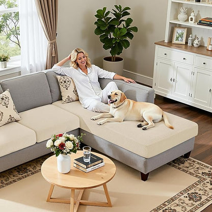 Hokway Chaise Cover Set Individual Couch Cushion Slipcovers Reversible Cushion Protector for L-Shape Sofa