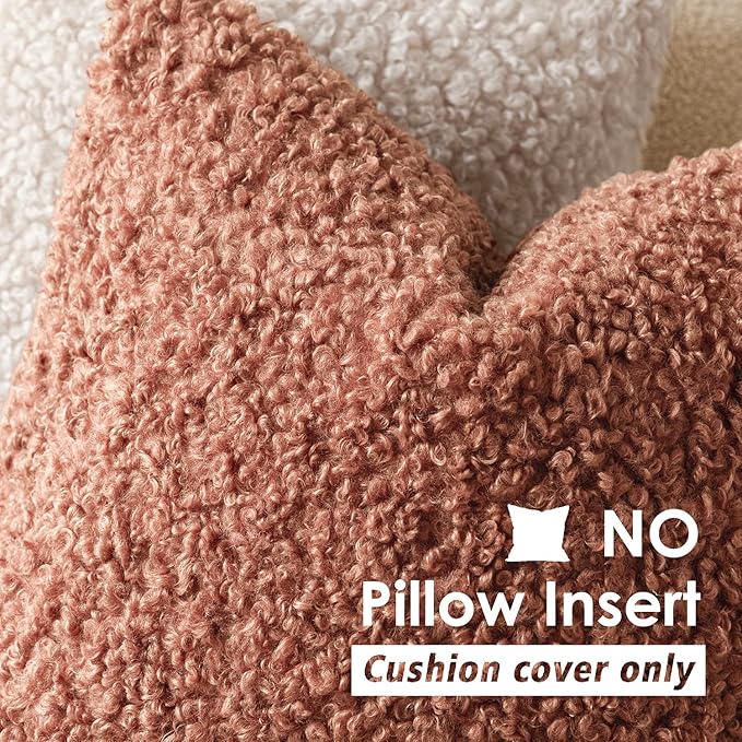 Foindtower 2 Pieces 22x22 Inch Dusty Pink, Faux Fur Throw Pillow Cover Accent Sherpa Furry Pillow Covers Fuzzy Soft Pillowcases Cozy Sheepskin Decorative Fleece Cushion Case for Bed Couch Living Room