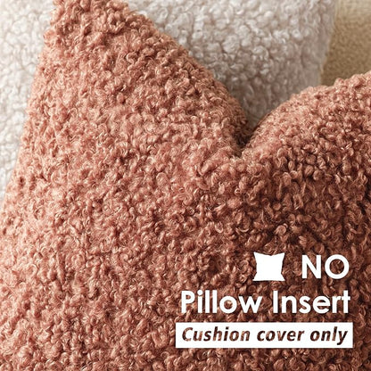 Foindtower 2 Pieces 16x16 Inch Dusty Pink, Faux Fur Throw Pillow Cover Accent Sherpa Furry Pillow Covers Fuzzy Soft Pillowcases Cozy Sheepskin Decorative Fleece Cushion Case for Bed Couch Living Room