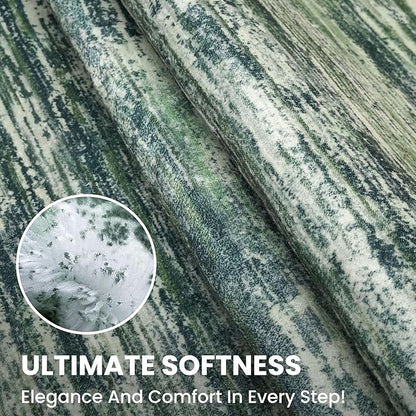 3x5 Modern Abstract Area Rug for Entryway, Dark Green Super Soft Washable Rug with Non-Slip, Low-Pile Door Mat Indoor for Living Room Bedroom, Carpet with Non-Shedding
