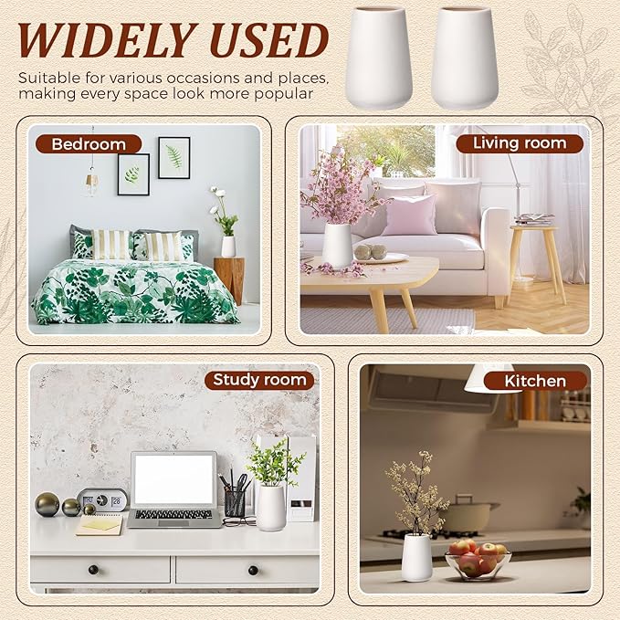 Tioncy 15 Pack White Ceramic Bud Vases Bulk Christmas Decoration 3.9 Inch Boho Small Flower Ceramic Vases for Centerpieces for Dry Flowers Pampas Garss Home Wedding Table Decor(Stylish)