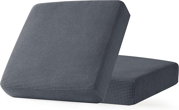 CHUN YI 2Piece Stretch Couch Cushion Covers, Sofa Seat Slipcovers for Pets, Suitable for Armchair Loveseat Sofa with Spandex Jacquard Washable Fabric (2Piece,Grey)