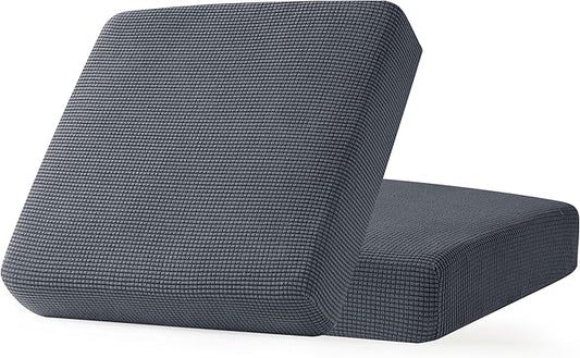 CHUN YI 2Piece Stretch Couch Cushion Covers, Sofa Seat Slipcovers for Pets, Suitable for Armchair Loveseat Sofa with Spandex Jacquard Washable Fabric (2Piece,Grey)