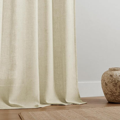 Joydeco Linen Curtains 96 Inch Length 2 Panel Sets,Light Filtering Curtains for Bedroom 52 Inch Wide Living Room Drapes with Back Tabs & Rod Pockets (W52 x L96 Inch, Linen)