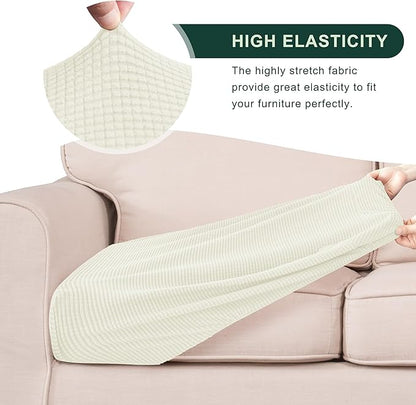 CHUN YI Stretch Chair Couch Cushion Cover Suitable for Armchair, Sofa Seat Slipcover with Spandex Jacquard Fabric(Small,Ivory White/Cream)