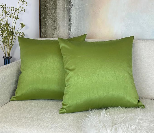 Aiking Home 24x24 Inches Faux Silk Square European Shams, Zipper Closure, Green (Set of 2)