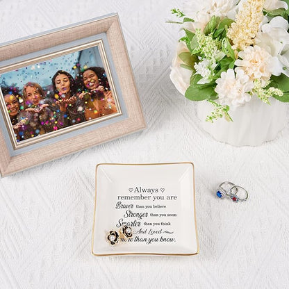 Inspirational Gifts for Women Trinket Dish with Positive Quotes - Always Remember You are Braver Stronger Smarter Than You Think, Motivational Gifts for Women Encouragement Cheer Up Gift