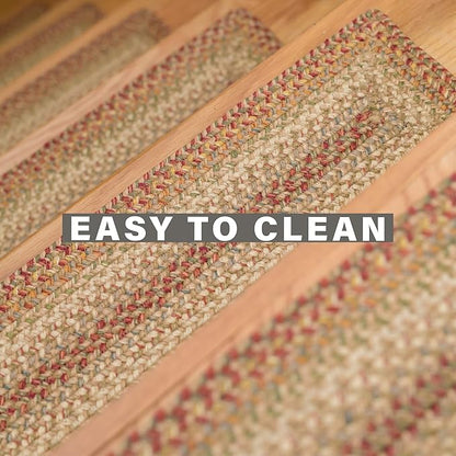 Homespice Harvest Jute Braided Stair Tread, Warm Country Decor, Set of 13, Multicolor 8x28 Rectangle Rugs for Stairs - Easy to Clean, Tightly Stitched and Durable