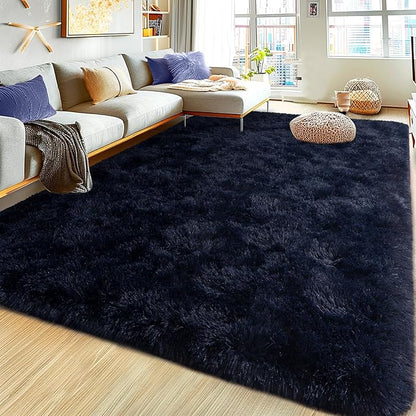 Ultra Fluffy Area Rugs for Living Room Bedroom, 6x9 Fuzzy Large Living Room Rugs, Thick Shag Rug for Dorm, Soft Non Slip Kids Girls Boys Rug for Home Decor Aesthetic, Dark Blue