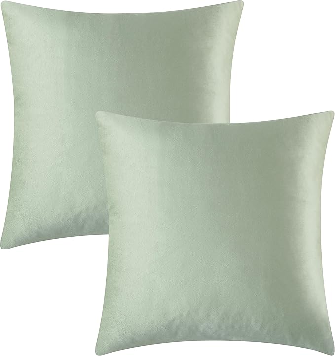 GIGIZAZA Throw Pillow Covers 22x22 Inch Sage Green Velvet Pillows Decorative Covers Pack of 2 for Sofa Pillowcase Cushion Covers