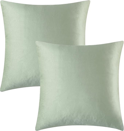 GIGIZAZA Throw Pillow Covers 22x22 Inch Sage Green Velvet Pillows Decorative Covers Pack of 2 for Sofa Pillowcase Cushion Covers