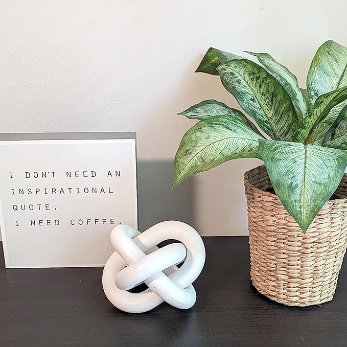 3-Link Wood Chain Link Coffee Table Decor, White Wooden Knot Decor for Coffee Table Farmhouse Decortive for Home Boho Modern Shelf Decortion(White)