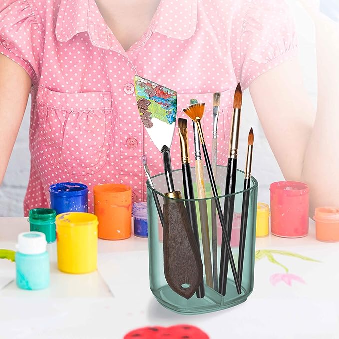 Acrimet Jumbo Pencil Holder, Pen Cup, Caddy Super-Sized Desktop Organizer for Students, Artists and Professionals (Plastic) (Clear Green Color)