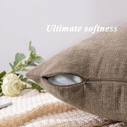 GAWAMAY Decorative Square Throw Pillow Covers 20"x20" Inch Set of 2, Super Soft Chenille Pillows Farmhouse Fall Pillowcase for Living Room Bedroom Sofa Couch Cushion Cover Taupe Grey 50x50cm