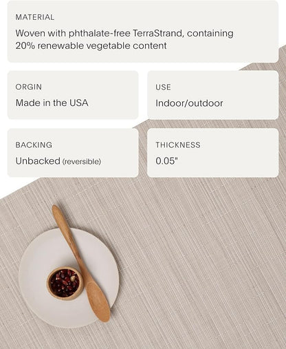 Chilewich Bamboo Placemats Set of 4 - Woven Oval Placemats - Reusable, Stain-Resistant, Indoor/Outdoor Tabletop Protection - 19" x 14" - Chino