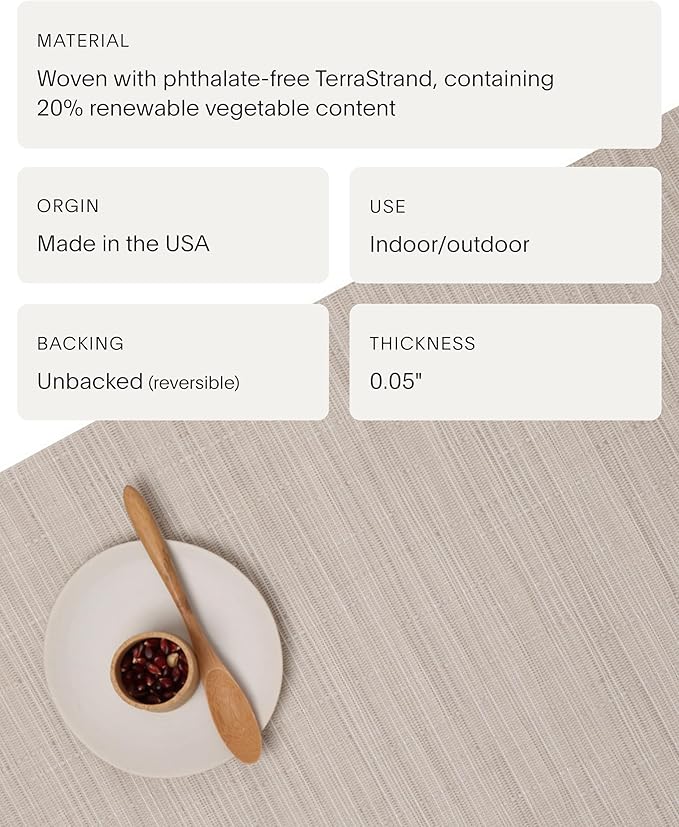Chilewich Bamboo Placemats Set of 4 - Woven Rectangle Placemats - Reusable, Stain-Resistant, Indoor/Outdoor Tabletop Protection - 18.5" x 13.5" - Chino
