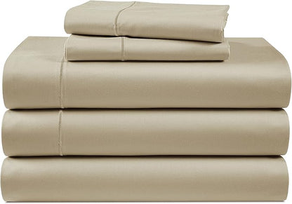 LANE LINEN 100% Egyptian Cotton Split King Sheets for Adjustable Beds, 15 inch Extra Deep Pocket Split King Sheets, Naturally Temperature Regulating Cooling NO Pill Fade Resistant - Linen