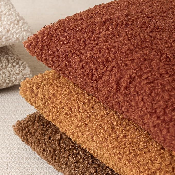 Foindtower 2 Pieces 18x18 Inch Orange, Faux Fur Throw Pillow Cover Accent Sherpa Furry Pillow Covers Fuzzy Soft Pillowcases Cozy Sheepskin Decorative Fleece Cushion Case for Bed Couch Living Room