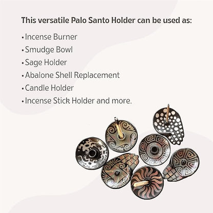 Luna Sundara Authentic Peru Pottery Palo Santo Stick Holder and Incense Holder with 5 Palo Santo Sticks Handmade Ceramic Smudge Bowl Sage Holder Peach Gift Set