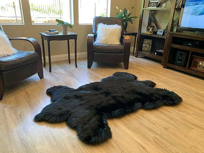 LAMBZY Faux Sheepskin Super Soft Hypoallergenic Silky Shag Bear Rug for Living Room, Kids Room, Sofa (2'x3', Black)