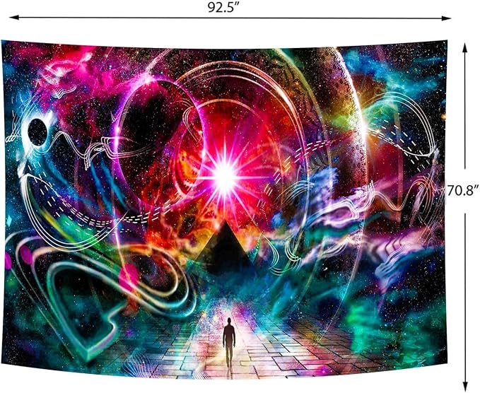 Delur Time Travel Tapestry Galaxy Universe Starry Sky Wall Hanging Tapestry Milky Way Outer Space Abstract Psychedelic Nebula Headboard for Bedroom Living Room Home Decor (70.8" x 92.5")