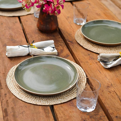 Eco Crave Jute Round Woven Placemats Set of 6, Natural 13 Inch Boho Farmhouse Rustic Hand Woven Place mat for Dining Table Decor, Wicker Chargers Heat Resistant Easy to Clean and Non-Slip Placemat