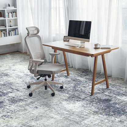 Washable Area Rug for Living Room 6x9 - Neutral Modern Abstract Rugs, Soft Non Slip Thin Carpet with for Bedroom, Under Dining Room Table, Home, Office, Dorm - Indigo Gray