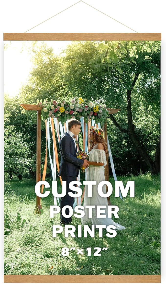 SZDHHH Custom Photo Prints with Magnetic Hanger Frame Canvas Poster Prints With Your Photos Personalized Hanging Poster Pictures Wall Art Decor Framed for Home Decor Gifts Keepsakes (12" Lx08 W)