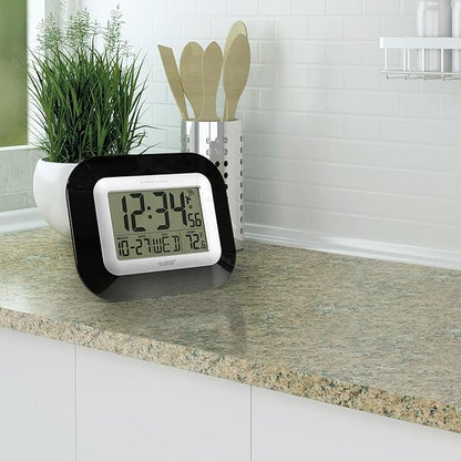 La Crosse Technology Atomic Wall/Table Clock, 7.2-inch H x 8.95-inch W x 1.2-inch D (WT-8005U-B)