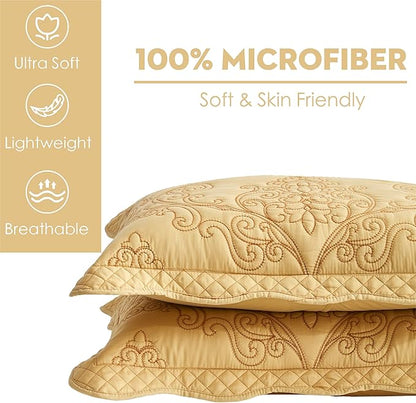 CHIXIN Microfiber King Pillow Shams Set of 2 - Decorative Quilted Pillow Covers - Lagoon - Size (20" x 36")