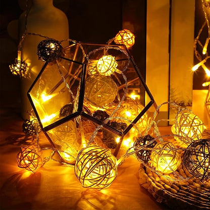 Patelai 36 Pcs Wicker Rattan Balls Decorative Balls for Vase Centerpiece Bowls Orbs Filler for Home Decor,4 Sizes(White, Wood Color, Light Tan, Coffee)