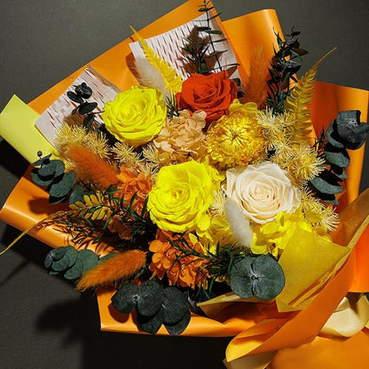 Fall Flowers Gifts for Mom, Flower for Delivery, Preserved Roses Bouquets, Birthday Gifts for Women, Mothers Day Flowers for Wife (Orange)